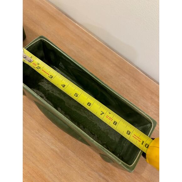 Vintage Haeger USA Green Rectangular Pottery Plantet Set - Picture 9 of 10
